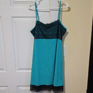 Teal and Black Lace Chemise